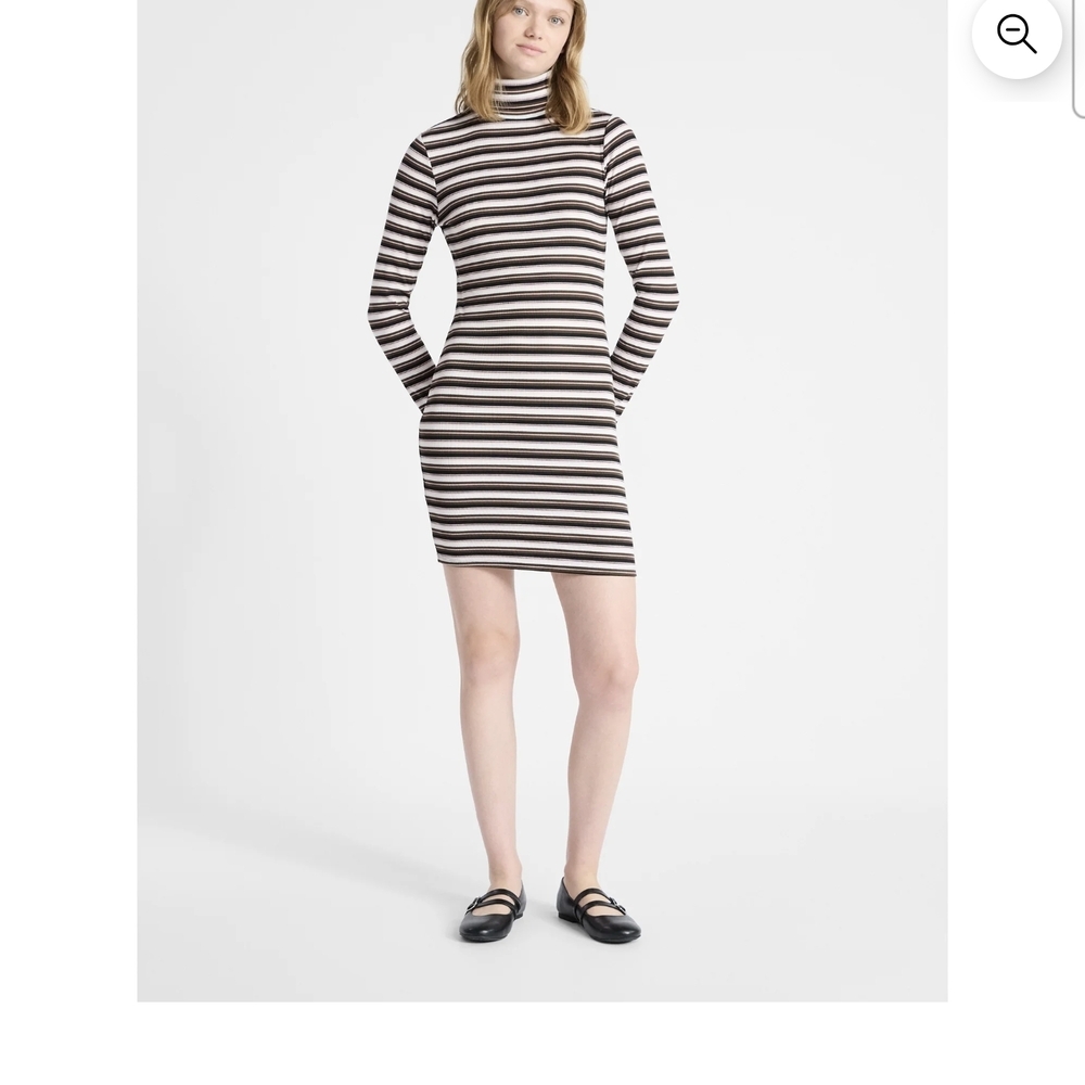 No Boundaries Striped Long Sleeve Turtleneck Ribbed Mini Dress XXS